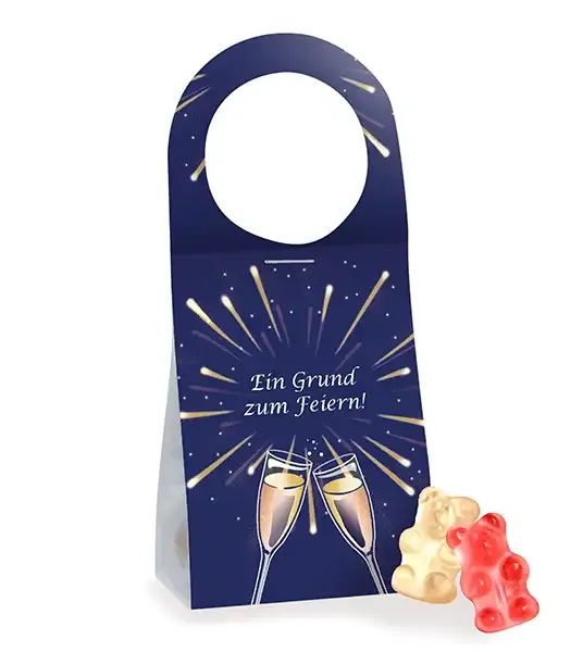 Anhänger Seccobärchen (alkoholfrei) inklusive Digitalrdruck auf der Werbekarte als Werbegeschenk mit Logo