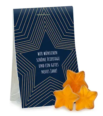 Naschtasche Zimtsterne Naschtasche Zimtsterne (Fruchtgummi) inklusive Digitaldruck auf der Werbekarte als Giveaway mit Logo