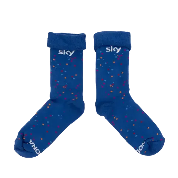 Kuschelsocken aus Bio-Baumwolle mit eigenem Design als Werbegeschenk mit Logo
