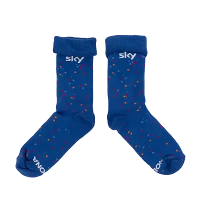 Kuschelsocken aus Bio-Baumwolle mit eigenem Design als Werbegeschenk mit Logo