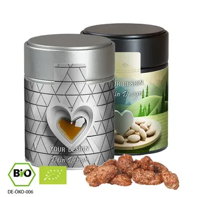 Bio Feuergebrannte Mandeln 100g in Metalldose Bio Feuergebrannte Mandeln 100g in Metalldose