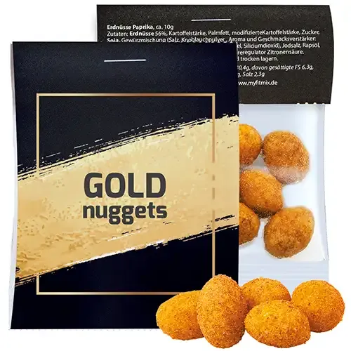 Paprika Erdnüsse 10g in Tüte mit Karton-Werbekarte inklusive Druck deines Designs als Giveaway mit Logo