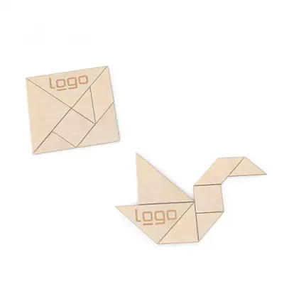 Tangram Kreativ-Puzzle FSC®-zertifiziertes Tangram Kreativ-Puzzle mit Lasergravur als Werbeartikel mit Logo