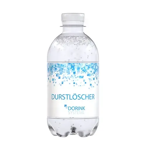 Wasser 0,33l rPET Flasche inklusive Druck auf dem Etikett als Werbeartikel mit Logo