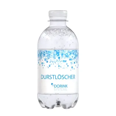 Wasser 0,33l rPET Flasche inklusive Druck auf dem Etikett als Werbeartikel mit Logo