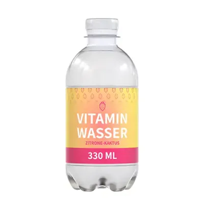Vitaminwasser "Zitrone-Kaktus" 0,33l rPET Flasche inklusive Digitaldruck auf dem Etikett als Giveaway mit Logo