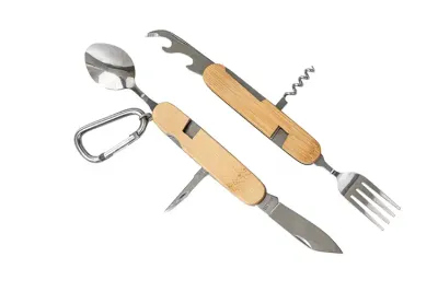 Outdoor Besteck mit Bambus und Edelstahl mit deinem Design als Werbegeschenk mit Logo