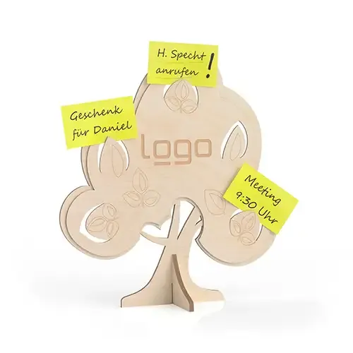 Notizhalter treeminder® aus Birkenholz inklusive Lasergravur optional mit Druck als Werbeartikel mit Logo