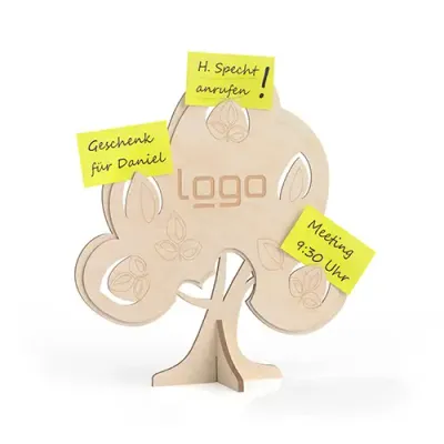 Notizhalter treeminder® aus Birkenholz inklusive Lasergravur optional mit Druck als Werbeartikel mit Logo