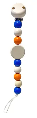 Schnullerkette mit Flachperle mit Logo bedrucken als Werbemittel für Firmen oder Krankenkassen