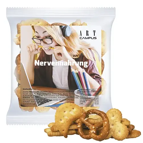 KräckerMix 12g in Tüte inklusive Druck auf dem Etikett als Giveaway mit Logo