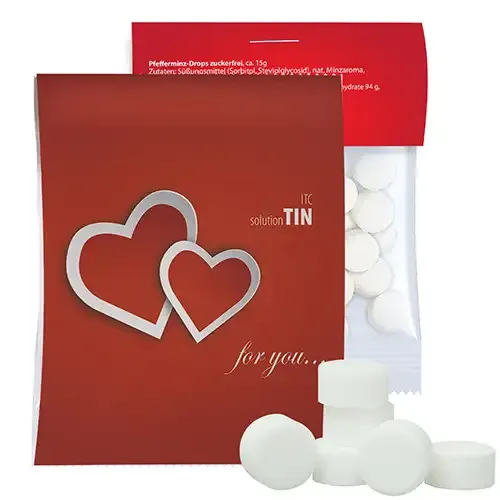 Pfefferminz Drops zuckerfrei 15g  (Vegan) inklusive Druck mit deinem Design oder Logo als Werbegeschenk