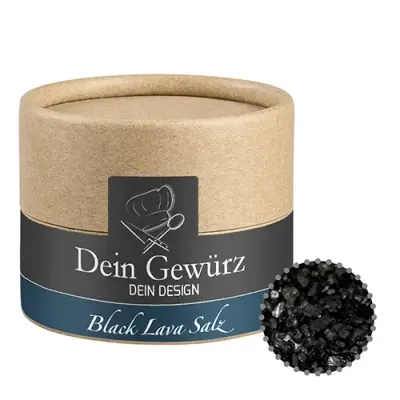 Hawaiianisches Black Lava Salz ca. 75g Hawaiianisches Black Lava Salz ca. 75g in Pappdose inklusive Digitaldruck auf dem Etikett als Werbeartikel mit Logo