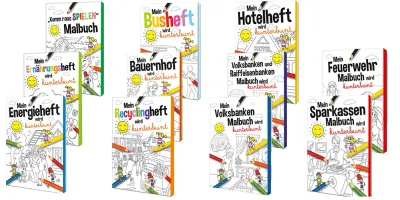Malset verschiedene Themenwelten mit Logodurck als Werbegeschenk für Kinder