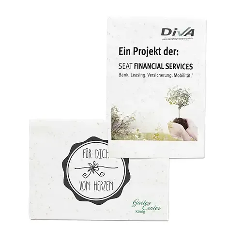 Saatgutpapier A5 200g/m² inklusive Druck als Giveaway mit Logo