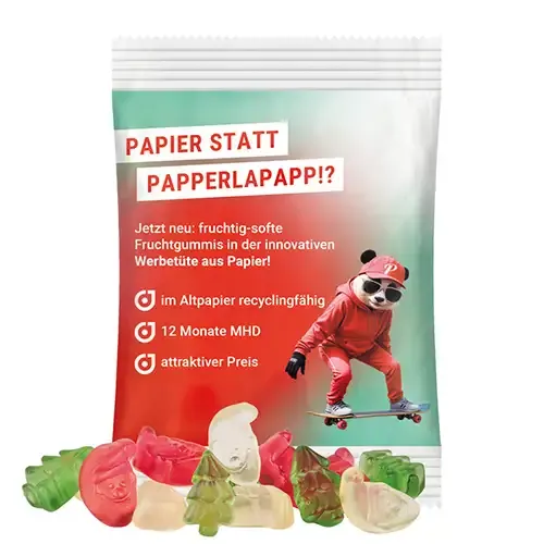 Fruchtgummi Weihnachtsmischung 15g inklusive Druck auf der Verpackung als Weihnachts-Giveaway mit Logo