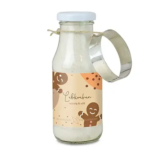 Backmischung Small - Lebkuchen, zum Selbermachen inklusive Ausstechform nach Wahl und Digitaldruck auf Etikett als Giveaway