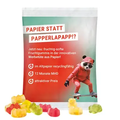 Fruchtgummi Maxitüte 50g Fruchtgummi Maxitüte 50g inklusive Druck auf der Verpackung als Giveaway mit Logo