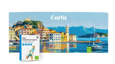 rPET ActiveTowel® Sports 100 x 40 cm inklusive Druck auf dem Handtuch und der Verpackung als Werbegeschenk mit Logo