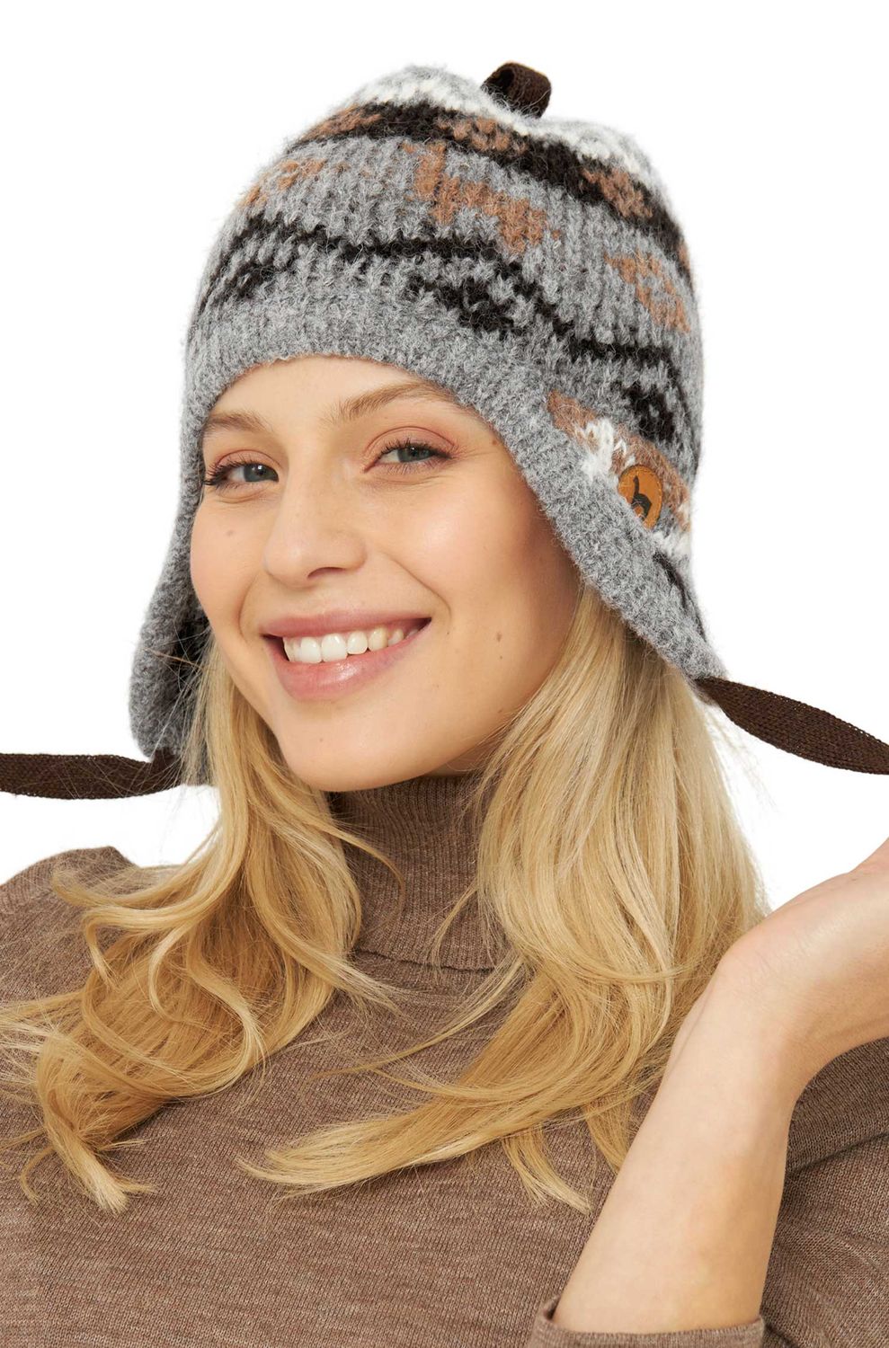 Alpaka Inka-Mütze NATURA aus 100% Alpaca Superfine, Größe: L