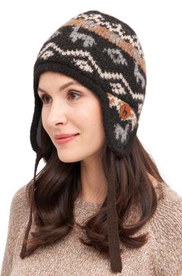 Alpaka Inka-Mütze NATURA aus 100% Alpaca Superfine schwarz