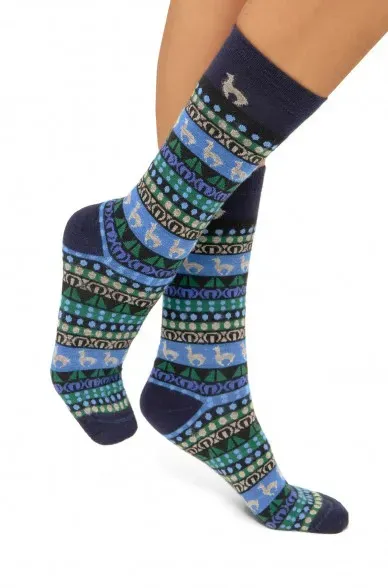 Alpaka Premium CUSCO SOCKEN aus Baby-Alpaka-Wolle-Mix royalblau