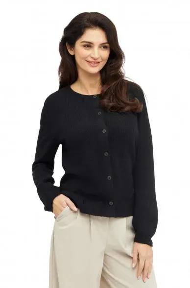 Alpaka Strickjacke PACA aus Baby Alpaka-Merino-Mix  Luxuriöse Weichheit mit zeitloser Eleganz schwarz