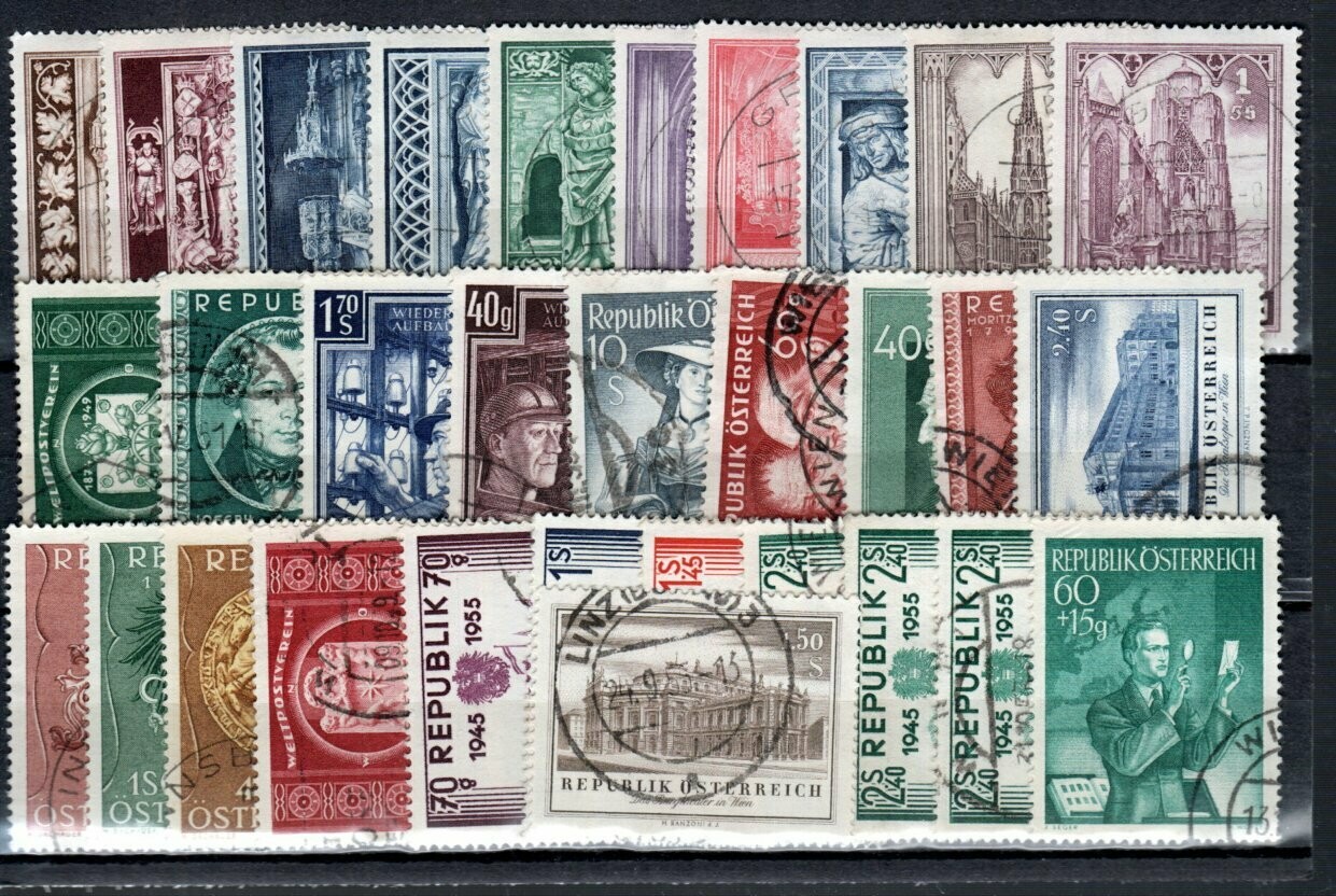 Lot de divers timbres avec séries Autriche - Oblitérés -