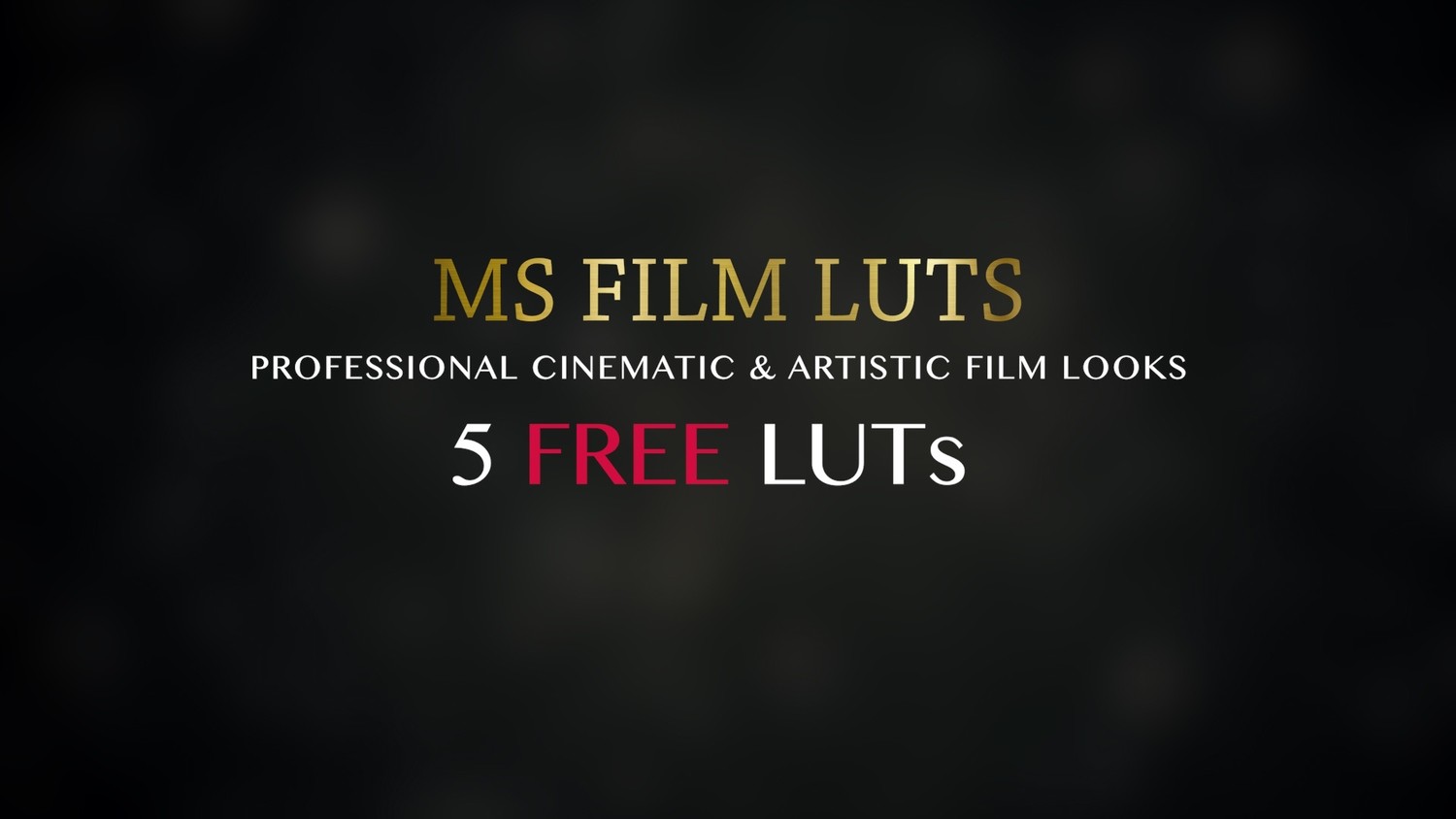 FREE MS FILM LUT Bundle Pack - 5 Professional cinematic & artistic filmlooks