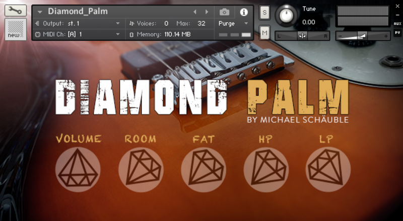 Diamond Palm - Abgedämpfte E-Gitarre (Aria Diamond) by Michael Schäuble (StageDive Records) - KONTAKT Instrument
