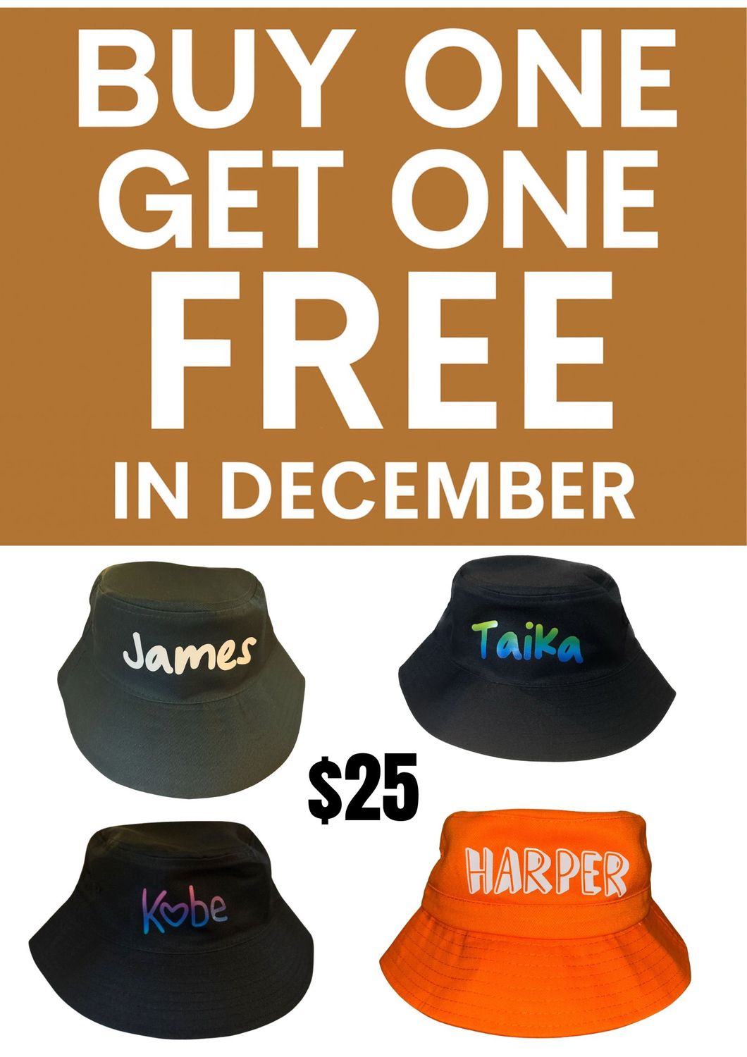 Personalised bucket hat