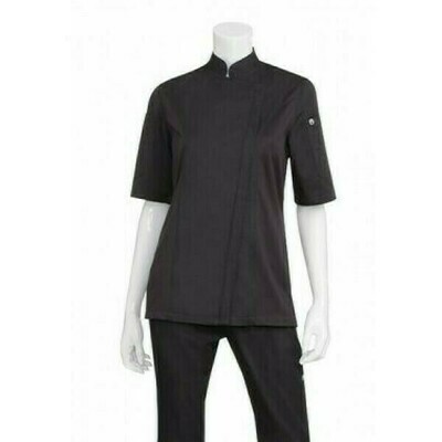 Chefworks Springfield Womens Black Zipper Chef Jacket Chefworks Springfield Womens Black Zipper Chef Jacket