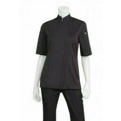 Chefworks Springfield Womens Black Zipper Chef Jacket Chefworks Springfield Womens Black Zipper Chef Jacket