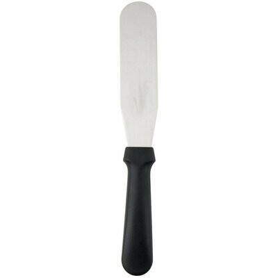 Straight Spatula Stainless Steel 250mm with Black Plastic Handle