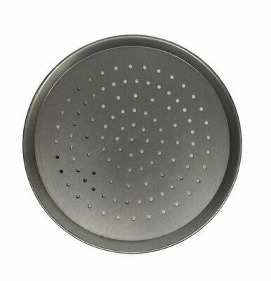 13" White Steel Pizza Tray Perforated