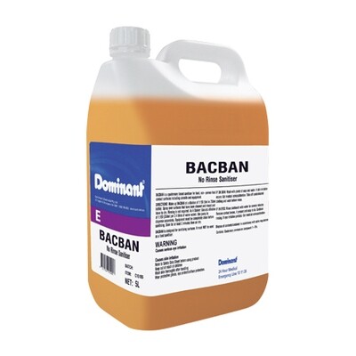 Dominant Bacban No Rinse Sanitiser 5L Dominant Bacban No Rinse Sanitiser 5L