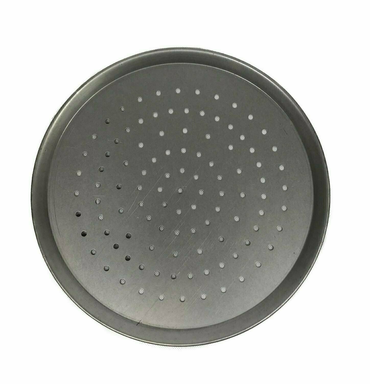 12&quot; White Steel Pizza Tray Perforated