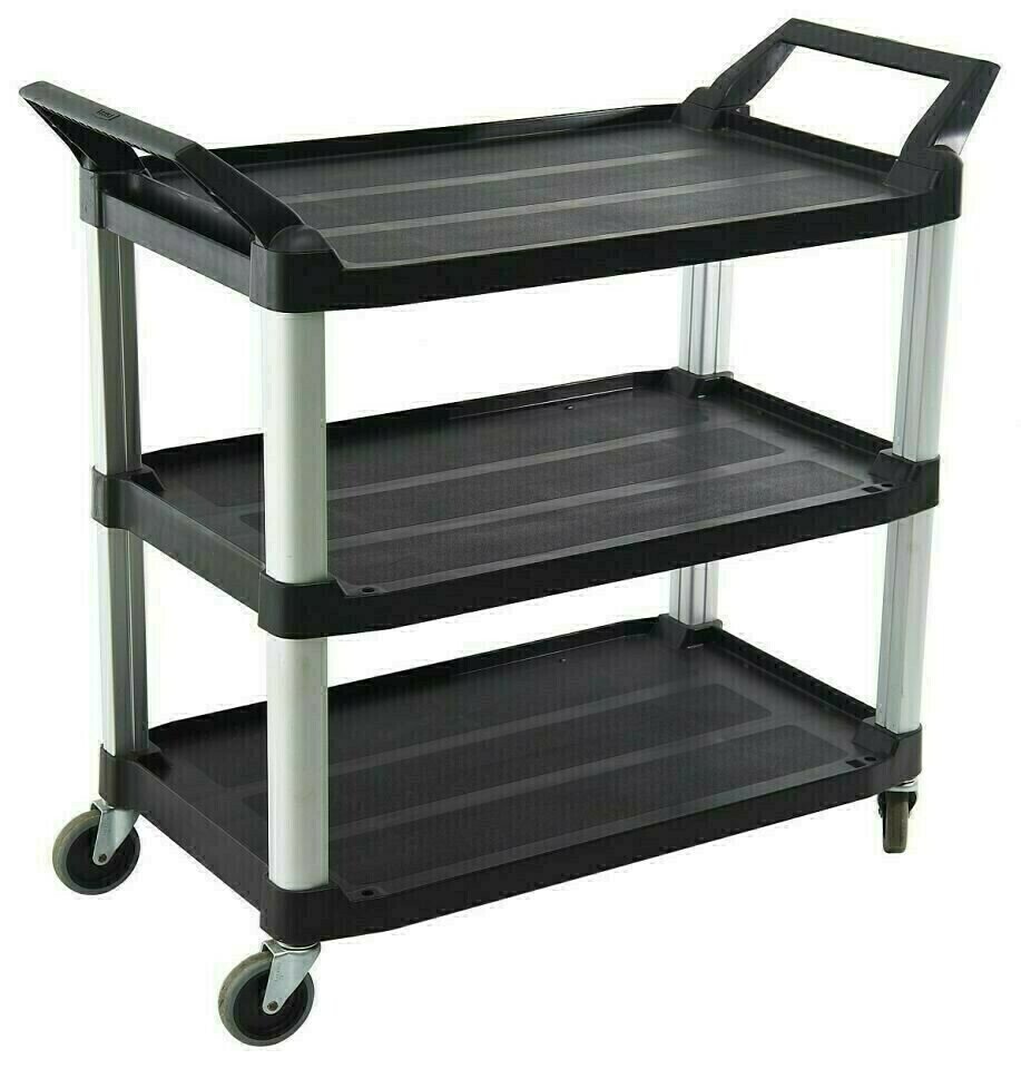 3 Tier Large Kitchen Service Cart Trolley Black