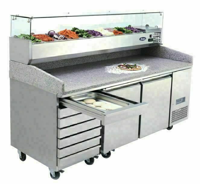 Atosa 2 Door Refrigerated Pizza Table With Drawers 2010mm