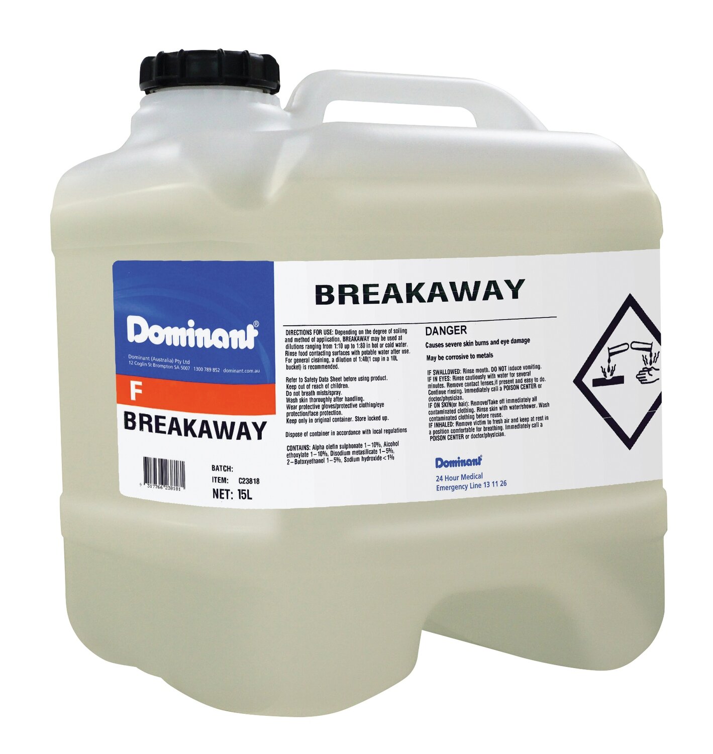Dominant Breakaway Hard Surface &amp; Floor Cleaner 15L