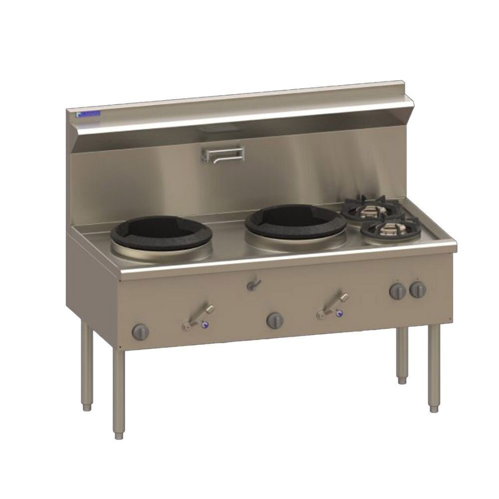 Luus Asian 2 Hole 2 Side Burner Compact 333mm Waterless Wok
