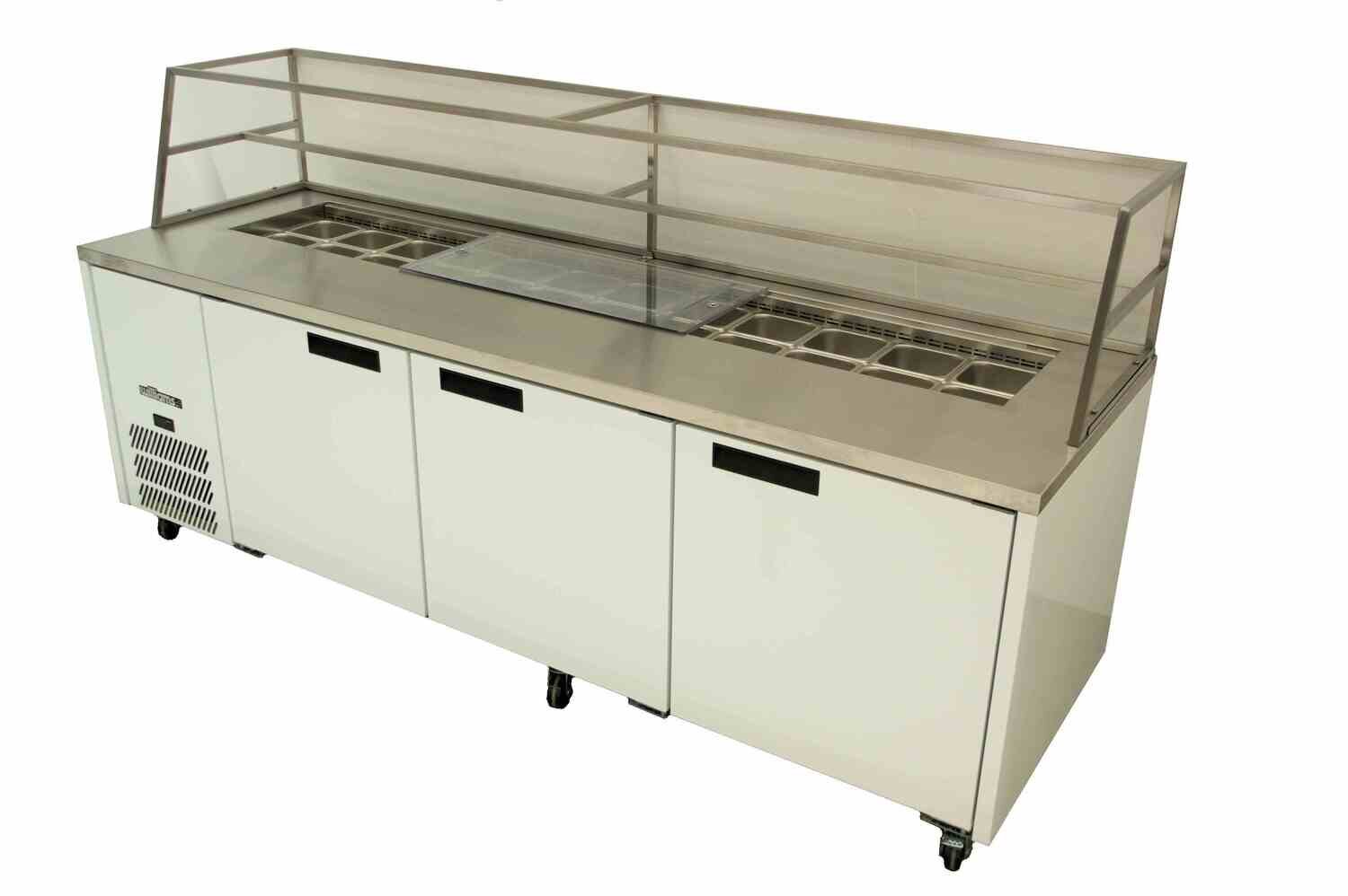 Williams Jade Sandwich - Three Door White Colorbond Prep Counter Refrigerator With Blown Air Well