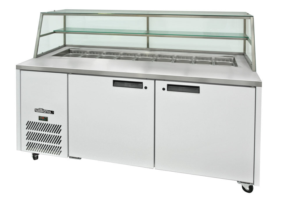 Williams Jade Sandwich - Two Door White Colorbond Prep Counter Refrigerator With Blown Air Well