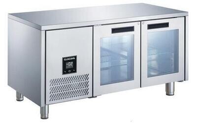 Glacian 2 Glass Door S/S Underbench Fridge