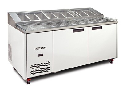 Williams Jade Pizza - Two Door White Colorbond Pizza Prep Counter Refrigerator With Blown Air Well