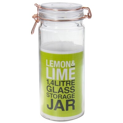 Rose Gold Clip Jar Glass 1.4Lt