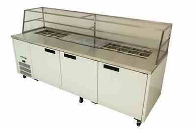 Williams Jade Sandwich - Three Door White Colorbond Prep Counter Refrigerator With Blown Air Well