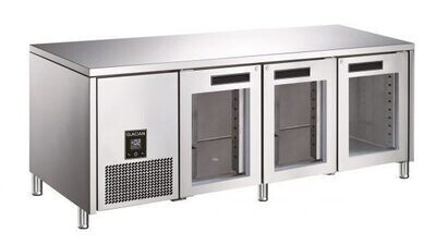 Glacian 3 Glass Door S/S Underbench Fridge