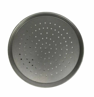 15&quot; White Steel Pizza Tray Perforated