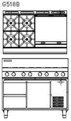 Blue Seal Evolution Series G518B-RB - 1200mm Gas Cooktop Refrigerated Base